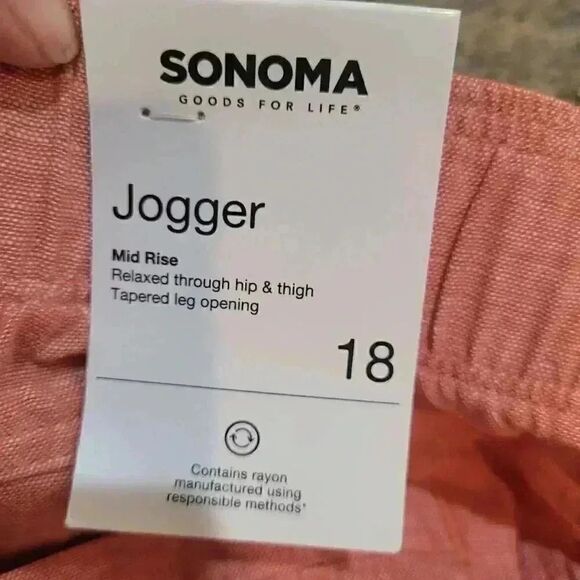 Sonoma Women's Oak Orange Linen Utility Joggers NEW - Picture 7 of 15